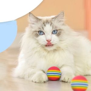 ของเล่นลูกบอลเคี้ยว ลายทาง สีรุ้ง ขนาด 4 ซม. สําหรับสัตว์เลี้ยง สุนัข สีสดใส