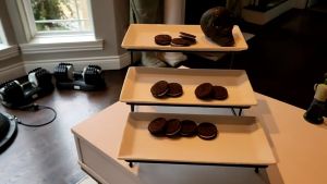 3 Tier Rectangular Serving Platter Set Buffet Server Ceramic Plate with Metal Rack Cupcake Tray Stand for Birthday Party Reunion Fruit Dessert Stand