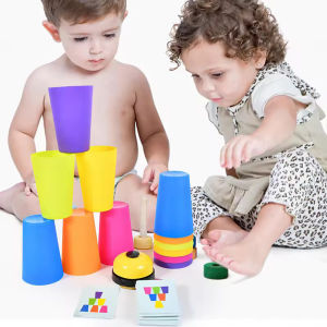 1pc- Montessori Toys Stack Cup Battle Table Game with Card Educational Intellectual Enlightenment Color Cognition Logic Training