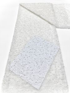 Luxury Sequins Lace Fabric 2026 High Quality French African Net Beaded Lace Fabric Nigerian Embroidery Fabric For Wedding Party