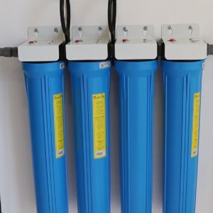 Water Filtration System 4 Stages 20" Slim Type Complete Set with Gray UPVC Basic Fittings