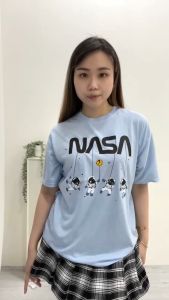 CAROTYLES S Kaos Couple Keluarga NASA Wanita Lengan Pendek Katun