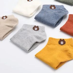 [Little B House] Cute Bear Boat Socks Ladies Short Tube Polyester Cotton Socks Embroidered 小熊船袜短袜 Stokin Beruang - SK08