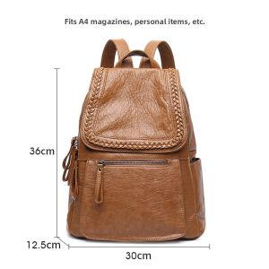 Large Capacity Lightweight Leather Backpack for Commute
