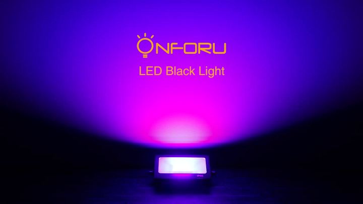 Onforu 2 Pack 60W LED Black Lights, Blacklight Flood Light with Plug, IP66 Waterproof Black Lights for Dance Party, Glow in The Dark, Halloween Lights, Body Paint, Fluorescent Poster, Neon Glow