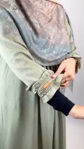 BAJU GAMIS SYARI CRINCKLE AIRFLOW STRIP GEENA DRESS UWAIS HIJAB WANITA PEREMPUAN BUSUI RESLETING DADA RUFFLE FASHION MUSLIMAH CEWE TERBARU