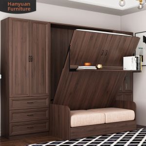 HANYUAN | Wall-mounted Multifunctional Sofa Bed with Bookshelf Integration