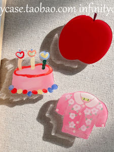 Cute Knitted Sweater Style Mobile Phone Stand Stick-On Expandable Apple Cake Design Ideal for Students Binge-Watching Shows