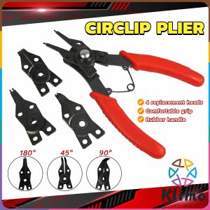 KLIMO 4 In 1 Circlip Pliers Internal External Curved Straight Pliers Retaining Clips Snap Ring Tip Multitool Pliers Red