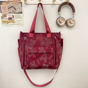 Large Capacity Commuter Bear Shoulder Bag Versatile Handbag Tote School Bag Crossbody Bag for Students And Working Women
