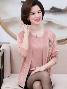 HENGYUANXIANG | Spring Autumn Diamond Embroidery Thin Knitted Sweater Set Elegant Large Size Womens Fashionable Two-Piece Ensemble By Hongyuan Xiang