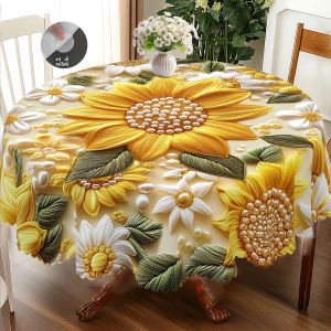 ผ้าปูโต๊ะพิมพ์ลายดอกไม้สเตอริโอ 3 มิติสร้างสรรค์ ดอกไม้สีเหลืองสดใส การออกแบบลวดลายมุก ปิกนิกสไตล์ตั้งแคมป์ฤดูใบไม้ผลิและฤดูร้อน วันแต่งงาน วันครบรอบ ของตกแต่งงานเลี้ยงวันเกิดในสวน อุปกรณ์ครัว ระเบียงร้านอาหาร มีหลายขนาดให้เลือก