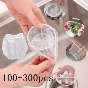 100-300Pcs Disposable Sink Filter Mesh Bags Polyester Material Kitchen Cleanning No Dirty Hand Strainer Household Food Residue
