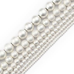 Hạt Đá Tự Nhiên Hematite Màu Trắng Mờ JHNBY Kích Thước 2-10mm Hình Tròn Dùng Làm Hạt Cách Điệu Hạt Rời Để Làm Đồ Trang Sức Tự Chế Vòng Tay.