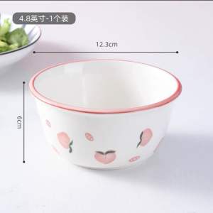 MICO.Cute Peach Hand-Painted Handle Plate Bowl Creative Ceramic Tableware Set Japaness Style Student Dormitory