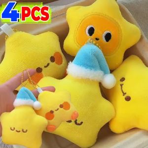 4Pcs Cute Yellow Star Plush Keychain Girls Backpack Bag Pendant Mini Charms Gifts
