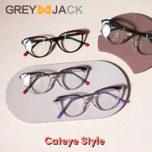 Grey Jack Kacamata Antiradiasi Blueray Gadget Model Cat Eye Fashion Wanita Bahan TR90 Ringan Bisa Minus 8335
