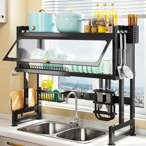 Kitchen Sink Rack Dishes Drain Rack Multi-Function Countertop Sink Top Bowl Storage Cupboard