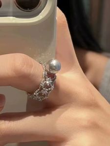 925 Silver Pearl Ring Setting DIY Fashion Gold And Silver Finger Ring Holder with 7-10mm round Beads Jewelry Accessories