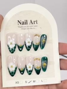 100% HANDMADE Artificial Nail Ancient Greek Abyss Sea Phototpy Fake Nail Patch Press on Nails Reusable with Free Glue