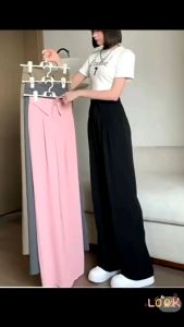 S~4XL Celana Setelan Wanita Celana Lebar Kaki Celana Panjang Pinggang Tinggi Longgar