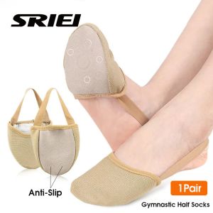 SRIEI 1Pair Rhythmic Gymnastics Shoes Soft Half Socks Knitted Professional Competition Sole Shoes Protect Elastic Skin