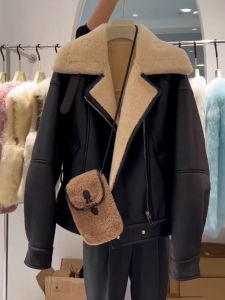 เสื้อแจ็คเก็ตขนแกะฤดูใบไม้ร่วง/ฤดูหนาว เสื้อคลุมหนาสำหรับผู้หญิง ทรงเข้ารูป ปกขนสัตว์ แขนยาว ปกติ คอตั้ง กระดุมเดียว