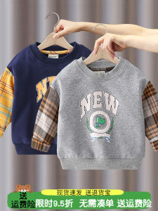 Boys Long Sleeve Hoodie Pure Cotton Casual Spring Autumn New Style Children Baby Small Kids Trendy Top Single Piece Clothing
