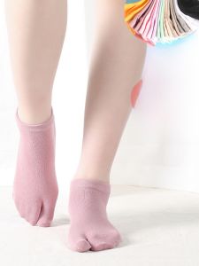 Womens Cotton Socks Spring Autumn Short over Ankle Two Fingered Separate Toe Socks Absorb Sweat with Heel Home Wear