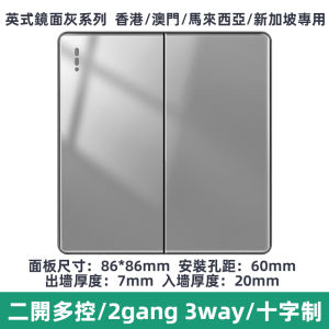 Hong Kong Version British 13A Socket Porous USB Light Electric Switch Panel Crystal Mirror Northern European Gray Electric Speed Macau