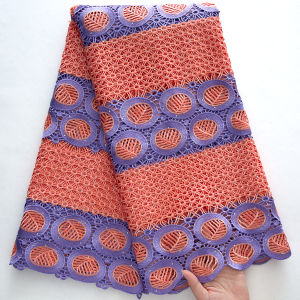 Luxe Pink Guipure Cord Lace Fabric - Circular Leaf Motifs & Geometric Embroidery 5Yards African Holes Lace For Bridal Gowns