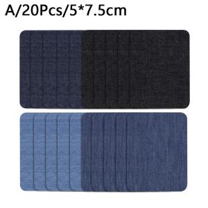 20Pcs Denim Cut Piece Iron On Fabric Patches DIY Rectangular Denim Jean Repair Patches Clothing Repair Patch For Jean Clothes