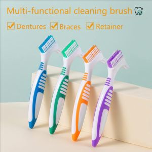 4/24Pcs Denture Brush Set for False Teeth Double Sided Denture Cleaning Toothbrushes with Soft Bristles and Ergonomic Anti-Slip