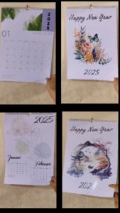 kalender dinding A3 2025 kalender 7 lemabar setiap lembar 2 bulan dan bedah motip gambar