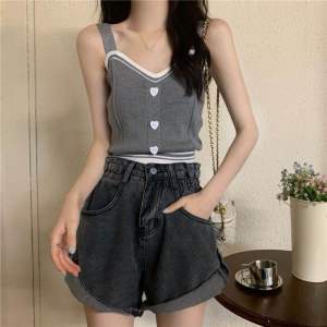 Women knitted singlet top fashion short singlet