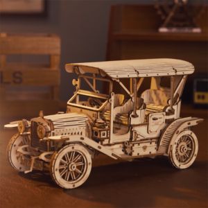 Robotime ROKR 3D Puzzle Vintage Car Wooden Model Kits for Adults to Build Mechanical Construction Craft Kit Gift for Adults and Teens