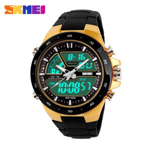 SKMEI 1016 Sports Waterproof Watch for Men Quartz Dual Display Stopwatch Military Digital Wristwatches Mens Clock