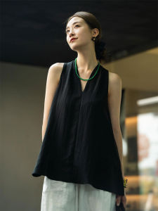 YUFUQING | French Vintage Black V-neck Sleeveless Shirt Women Summer New Design Loose Elegant Beautiful Vest Top High Waist Long Pants