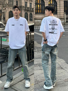 Mens Casual Cotton T-shirt Short Sleeve Letter Print round Neck Loose Fit Summer Streetwear Comfortable Breathable Top