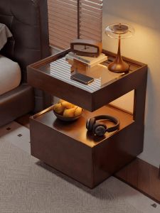 XIANGNANSONG | Intelligent Storage Wooden Nightstand with Light