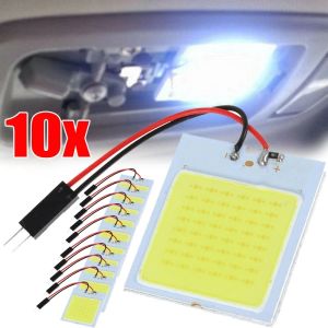 10PCS Car Interior Accessories 48 SMD T10 4W 12V COB Car Interior Panel LED Lights Lamp Bulb Car Dome Light Car Panel