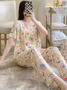 KASIHAN | Anti-protrusion Thin Summer Cotton Short Sleeve Long Pants Homewear