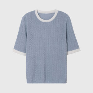 MARS Jiamin New Environmental-Friendly Japanese Paper Yarn Classic Style Short Sleeve Knitwear Clean and Comfortable Breathable 631063