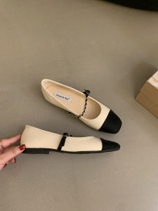 Giày Đế Bằng Mary Jane Phong Cách Pháp Cổ Điển Đế Mềm Hở Mũi Đế Mềm Mùa Hè 2024 Phong Cách Hàn Quốc Giày Đơn Đế Bằng Mũi Tròn