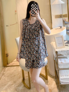 Ultra-Thin Pure Cotton Silk Summer Sleepwear Set for Women Short Sleeve Vest And Shorts Home Clothes Anti-Bulge Design
