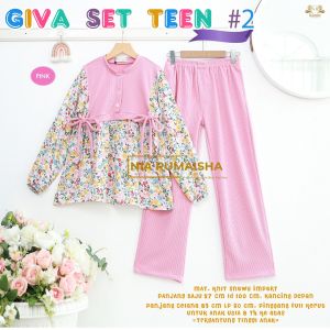GIVA SET TEEN#2 BY NIA RUMAISHET AAK PEREMPUAN BAHAN SNOWY KNIT || KANCING DEPAN || CELANA PINGGANG FULL KERUT