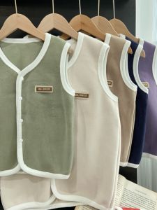 Elastic Fleece Vest Pure Color Autumn Winter Childrens Clothing Boys Girls School Uniform Top Quality Soft Fabric Kids Vest