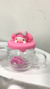 Mug Kaca Kuromi Cinnamoroll Hello Kitty ORI Sanrio Honey Milk Juice