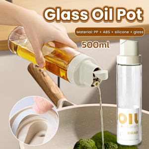 MaxPlus 500ml Tkitchen Seasoning Glass Jar Drip Free Automatic Open Oil Pot Leak-Proof