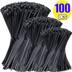 100Pcs Plastic Nylon Cable Ties Self-locking Cord Ties Straps Adjustable Cables Fastening Loop Home Office Wire Zip Ties